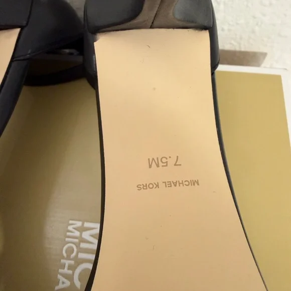 Michael Kors Jaida Ankle-Strap Black Leather High Heel Sandals. - Picture 6 of 10